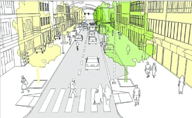 Buildings at the right of way with articulated facades and windows indicate that a street is in an urban environment, not a highway. (GLOBALDESIGNINGCITIES.ORG)