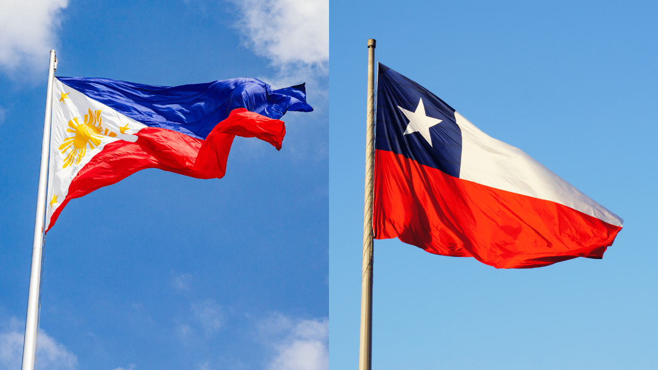 Photo of the flags of the Philippines and Chile side by side